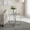 Βοηθητικό τραπέζι σαλονιού Tristan pakoworld μέταλλο ασημί-γυαλί Φ55x55εκ