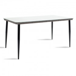 Τραπέζι Naoki pakoworld μέταλλο μαύρο-pe γκρι-γυαλί 160x90x78εκ