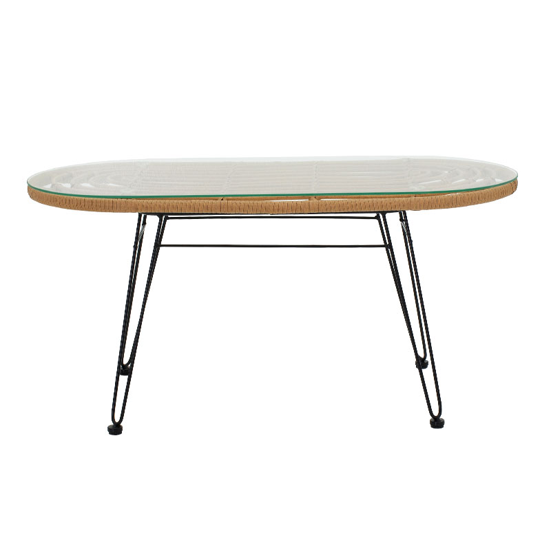 Naoki pakoworld table metal black-pe natural-glass 100x45x46cm