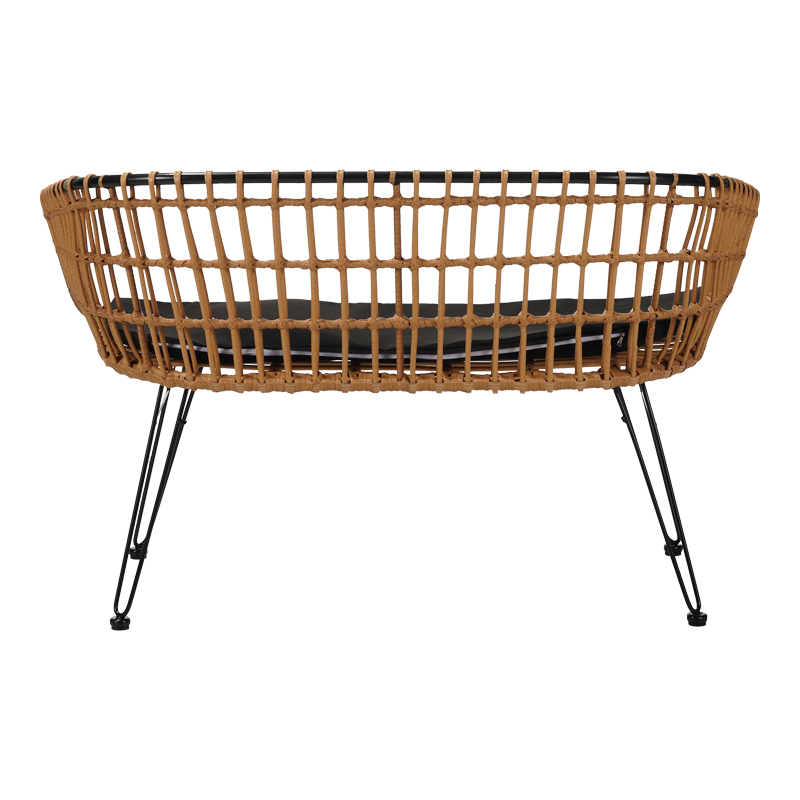 Καναπές 2θέσιος Naoki pakoworld μέταλλο μαύρο-pe φυσικό 120x55x79εκ