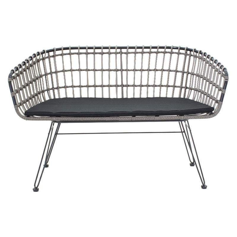 2-seater Naoki pakoworld sofa metal black-pe gray 120x55x79cm