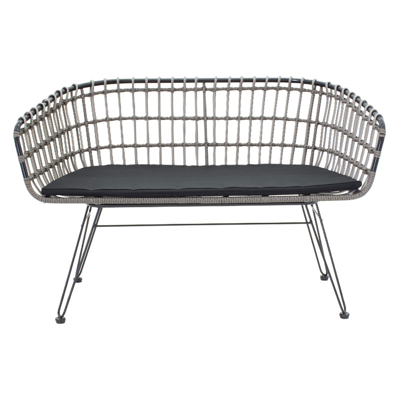 2-seater Naoki pakoworld sofa metal black-pe gray 120x55x79cm 2-seater Naoki pakoworld sofa metal black-pe gray 120x55x79cm