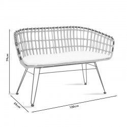 Καναπές 2θέσιος Naoki pakoworld μέταλλο μαύρο-pe γκρι 120x55x79εκ