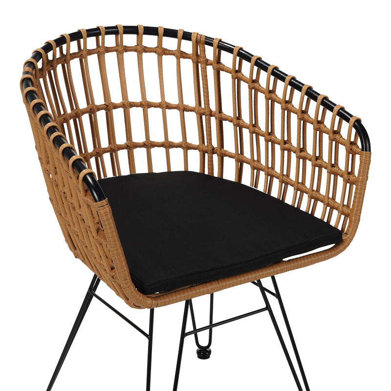 Naoki pakoworld armchair black metal-pe natural