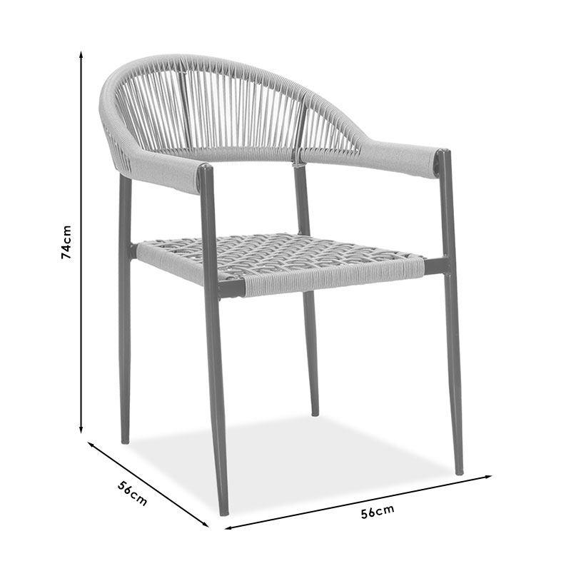 Armchair Tiana pakoworld metal black-pe gray Armchair Tiana pakoworld metal black-pe gray