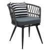 Naoki pakoworld armchair metal black-pe gray-cushion black/white