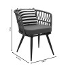 Naoki pakoworld armchair metal black-pe gray-cushion black/white