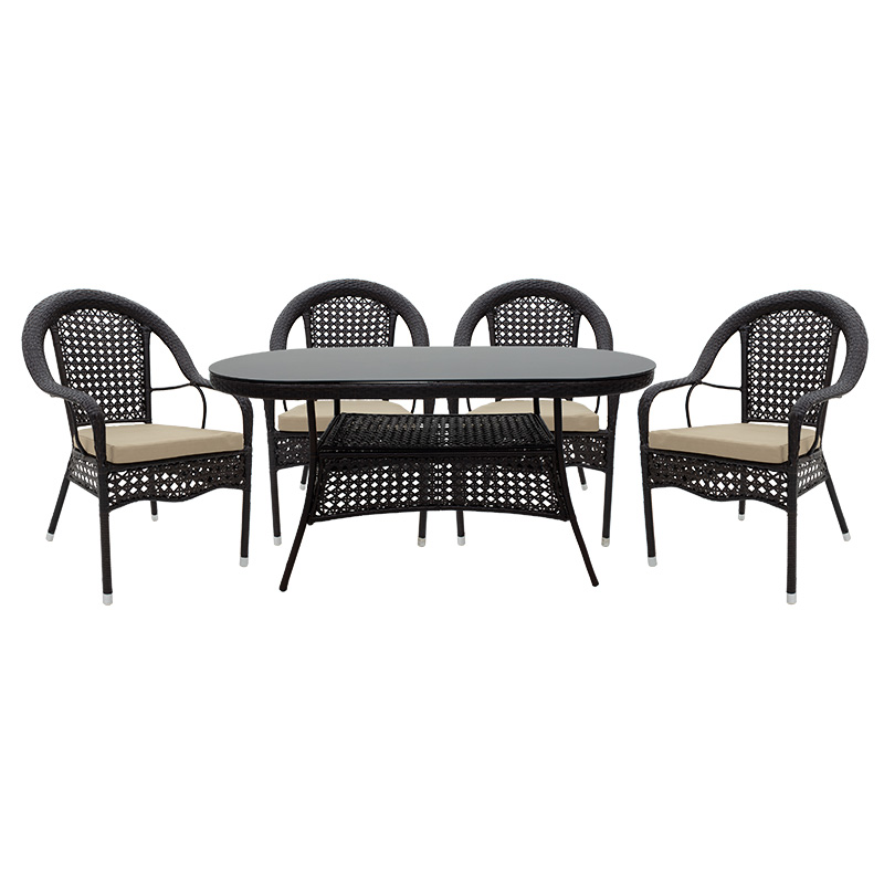 Dining set 5pcs Cellin pakoworld meta-pe brown