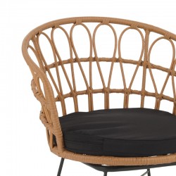 Armchair Felicia pakoworld rattan natural-metal black legs D60x81cm Armchair Felicia pakoworld rattan natural-metal black legs D60x81cm