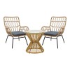 Living room se4t Naoki-Mabil pakoworld set of 3 pe rattan in natural color and black metal