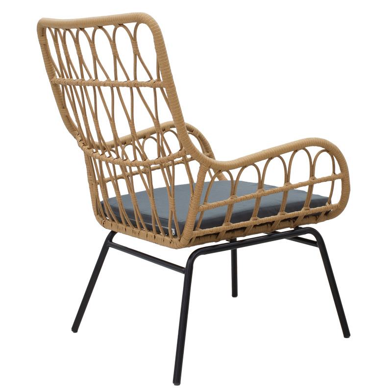 Living room se4t Naoki-Mabil pakoworld set of 3 pe rattan in natural color and black metal Living room se4t Naoki-Mabil pakoworld set of 3 pe rattan in natural color and black metal