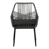 Πολυθρόνα Tanish pakoworld pe rattan σε γκρι απόχρωση με μαύρα μεταλλικά πόδια 58x58.5x87εκ