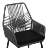 Πολυθρόνα Tanish pakoworld pe rattan σε γκρι απόχρωση με μαύρα μεταλλικά πόδια 58x58.5x87εκ