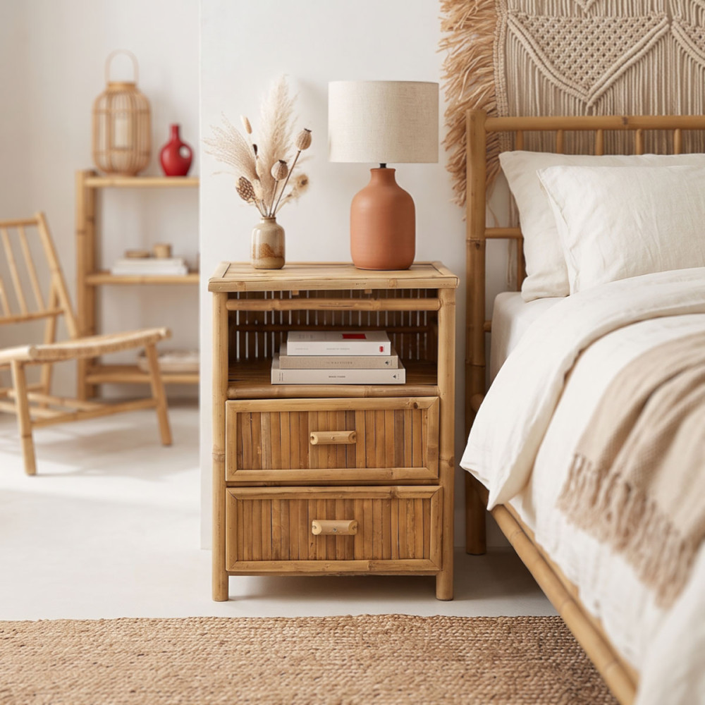 Κομοδίνο Ofra pakoworld bamboo φυσικό 56x46x69εκ