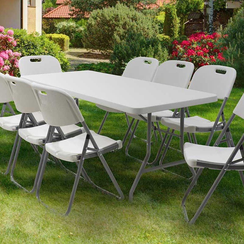 Folding catering-conference table Aprilia pakoworld in colour white granite 183x76x74cm