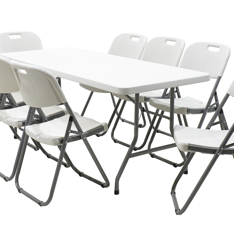 Folding catering-conference table Aprilia pakoworld in colour white granite 183x76x74cm