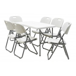 Commercial folding camping table Rodeo pakoworld with metal frame colour white 122x60x74cm Commercial folding camping table Rodeo pakoworld with metal frame colour white 122x60x74cm