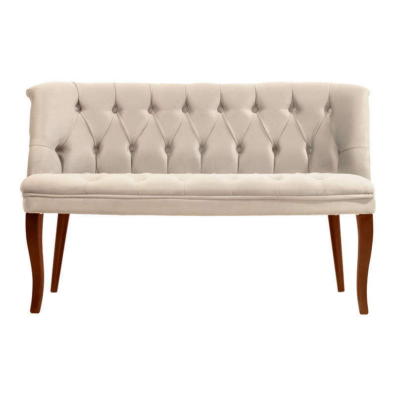 2 seater sofa Loreta pakoworld velvet beige with walnut legs 118x55x78cm 2 seater sofa Loreta pakoworld velvet beige with walnut legs 118x55x78cm