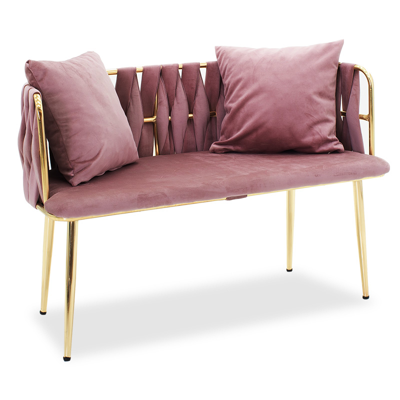 2 seater sofa Ivory pakoworld velvet in rotten apple color 110x52x77cm