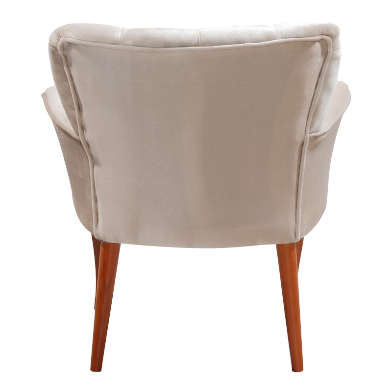 Armchair Samara pakoworld velvet beige with walnut legs 54x71x79cm Armchair Samara pakoworld velvet beige with walnut legs 54x71x79cm