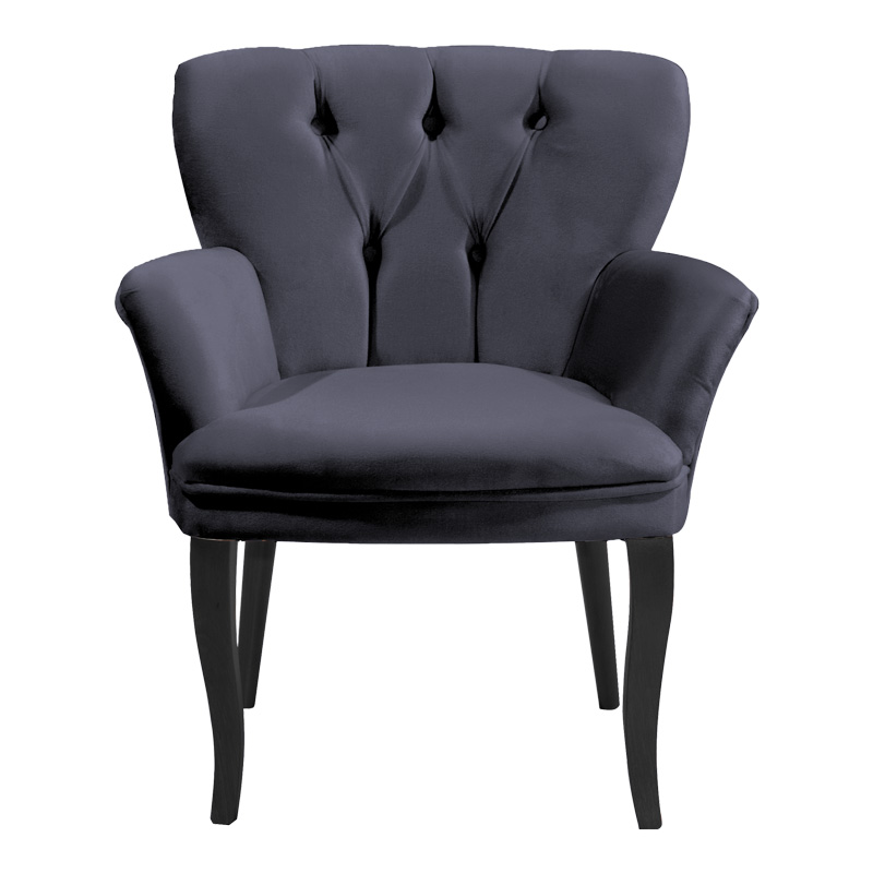 Armchair Samara pakoworld velvet anthracite-black legs 54x71x79cm Armchair Samara pakoworld velvet anthracite-black legs 54x71x79cm
