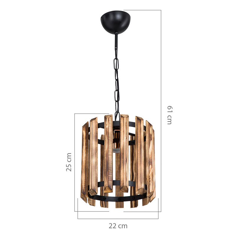 Ceiling light PWL-1124 pakoworld Ε27 walnut-black D22x61cm Ceiling light PWL-1124 pakoworld Ε27 walnut-black D22x61cm