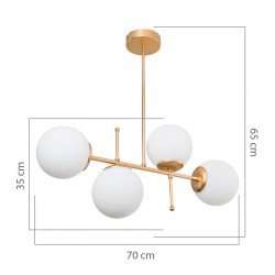 Ceiling light PWL-1128 pakoworld Ε27 golden 70x20x35cm Ceiling light PWL-1128 pakoworld Ε27 golden 70x20x35cm
