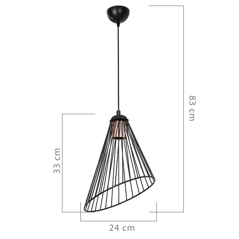 Ceiling light PWL-1192 pakoworld Ε27 black metal D24x83cm Ceiling light PWL-1192 pakoworld Ε27 black metal D24x83cm