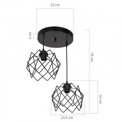 Φωτιστικό οροφής δίφωτο PWL-1021 pakoworld Ε27 μαύρο Φ40x70εκ