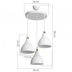 Φωτιστικό οροφής τρίφωτο Lofty pakoworld Ε27 λευκό Φ40x80εκ