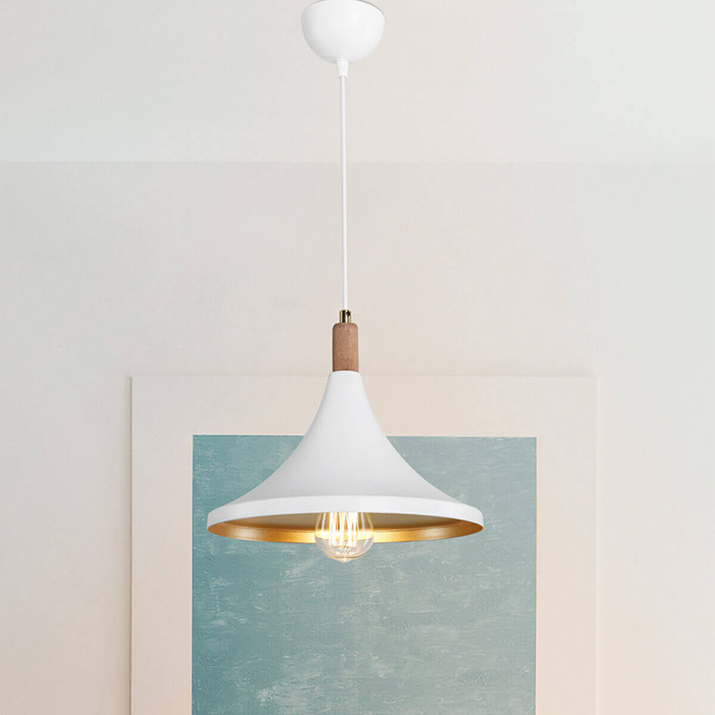 Ceiling light Keen pakoworld Ε27 white-natural D29.5x70cm Ceiling light Keen pakoworld Ε27 white-natural D29.5x70cm
