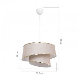 Ceiling light PWL-1127 pakoworld Ε27 beige-golden-white D32.5x65cm