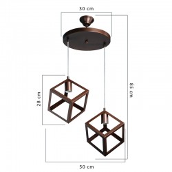 Φωτιστικό οροφής δίφωτο PWL-1152 pakoworld Ε27 καφέ 50x50x82εκ