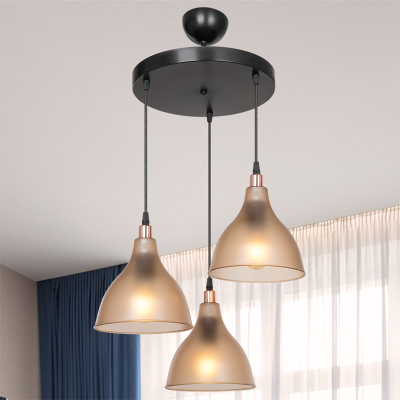 3-light ceiling lamp Orazio pakoworld Ε27 amber-black D40x80cm 3-light ceiling lamp Orazio pakoworld Ε27 amber-black D40x80cm