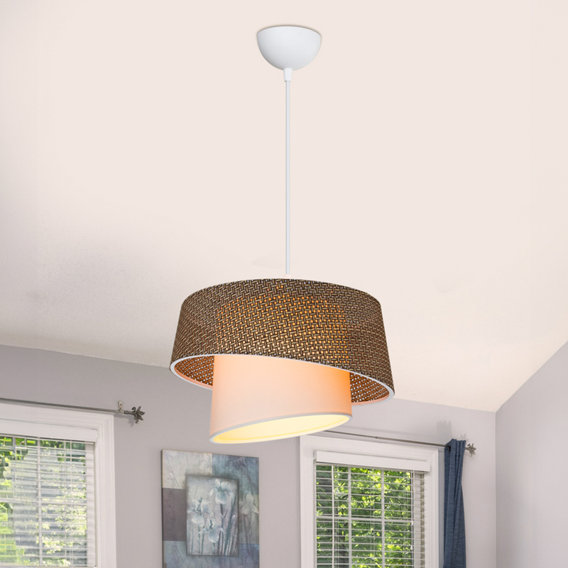 Plexi pakoworld single light ceiling lamp in brown and cream shade D34x24.5cm Plexi pakoworld single light ceiling lamp in brown and cream shade D34x24.5cm