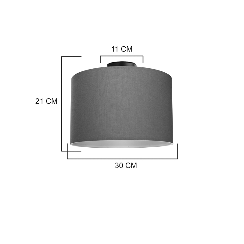 Single light ceiling lamp Momoa pakoworld fabric in gray shade D30x21cm Single light ceiling lamp Momoa pakoworld fabric in gray shade D30x21cm