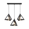 Three-light Lich pakoworld pp ceiling lamp in black shade 60x24x75cm