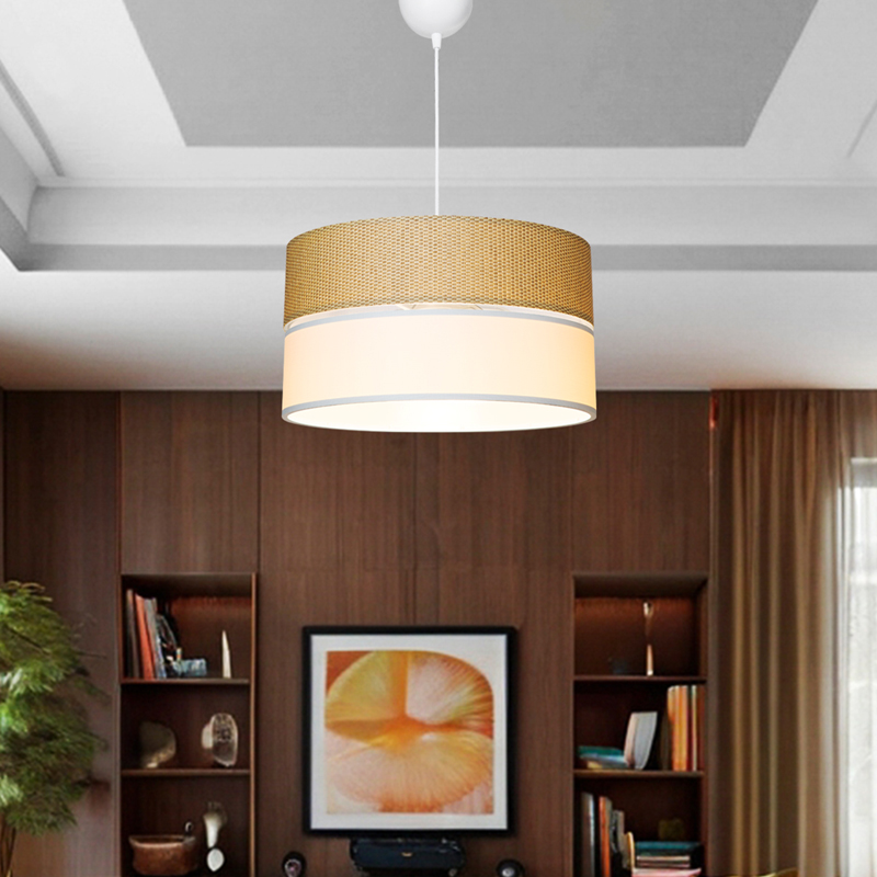 Single light ceiling lamp Opal pakoworld fabric in natural and cream shade D38x55cm Single light ceiling lamp Opal pakoworld fabric in natural and cream shade D38x55cm