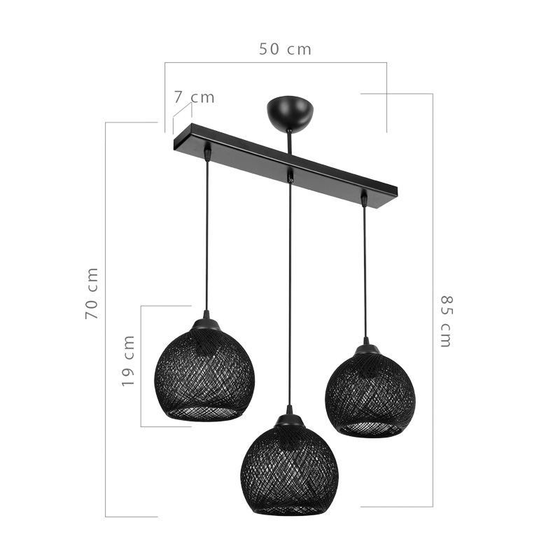 Three-light ceiling lamp PWL-0973 II pakoworld E27 black 50x18x85cm Three-light ceiling lamp PWL-0973 II pakoworld E27 black 50x18x85cm