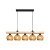 Five-light ceiling lamp Salote pakoworld E27 in brown-natural shade 100x18x24cm