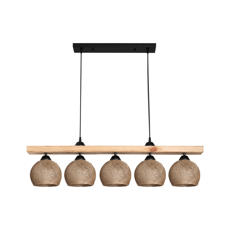 Five-light ceiling lamp Salote pakoworld E27 in brown-natural shade 100x18x24cm Five-light ceiling lamp Salote pakoworld E27 in brown-natural shade 100x18x24cm