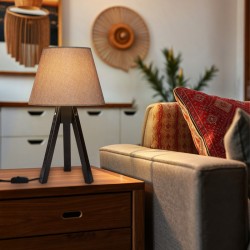 Adeck pakoworld E27 table lamp in brown-beige shade Φ25x45cm Adeck pakoworld E27 table lamp in brown-beige shade Φ25x45cm