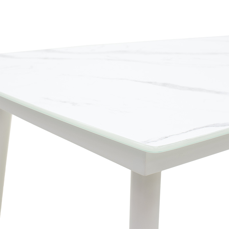 Table Zeren pakoworld metal white-glass 160x90x78cm Table Zeren pakoworld metal white-glass 160x90x78cm