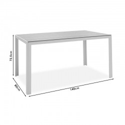 Τραπέζι Nares pakoworld αλουμίνιο λευκό-polywood φυσικό 140x80x72.5εκ