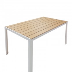 Dining set 5pcs Nares-Moly pakoworld aluminum-textilene white plywood natural Dining set 5pcs Nares-Moly pakoworld aluminum-textilene white plywood natural