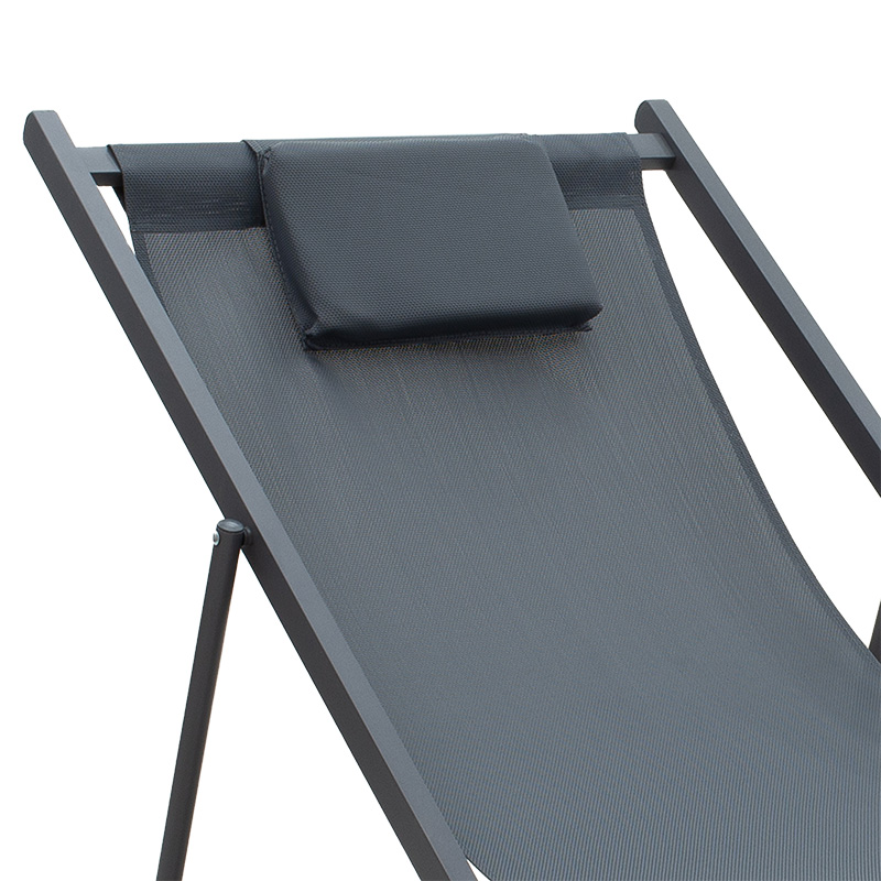 Professional chaise longue Corte pakoworld beech alouminum textilene anthracite Professional chaise longue Corte pakoworld beech alouminum textilene anthracite