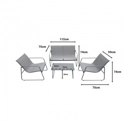 Σαλόνι κήπου Veranda σετ 4τμχ. μέταλλο-textilene μαύρο