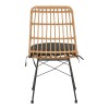 Καρέκλα Naoki pakoworld rattan σε φυσική απόχρωση με μαύρο μαξιλάρι και μεταλλικό μαύρο πόδι 45.5x59.5x89εκ
