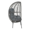Armchair Nestie pakoworld wicker rattan grey-metal grey legs-grey cushion 102x80x155cm