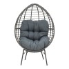 Armchair Nestie pakoworld wicker rattan grey-metal grey legs-grey cushion 102x80x155cm